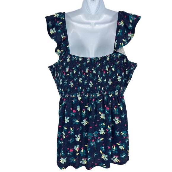 Lane Bryant Womens Floral Smocked Ruffle Tank Top Size 22/24 - Picture 4 of 10